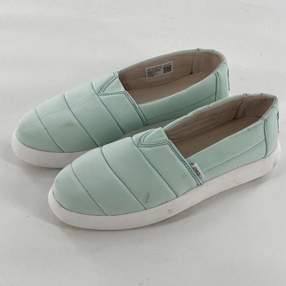 TOMS Alpargata Flats 8 Mallow Puff Quilted Mint Green Women's Comfort - Picture 4 of 7